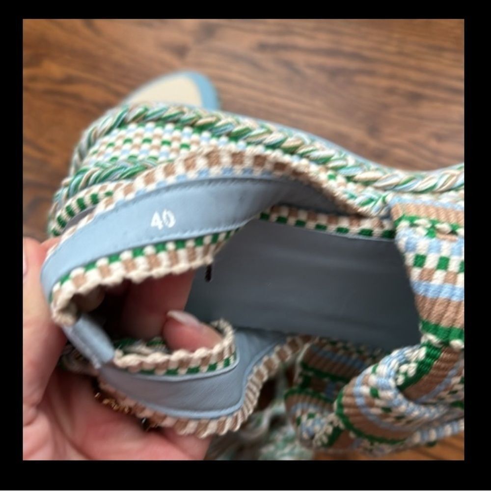Free People Amambaih Manuela Green Blue Strappy Wedge Sandals - Picture 7 of 10